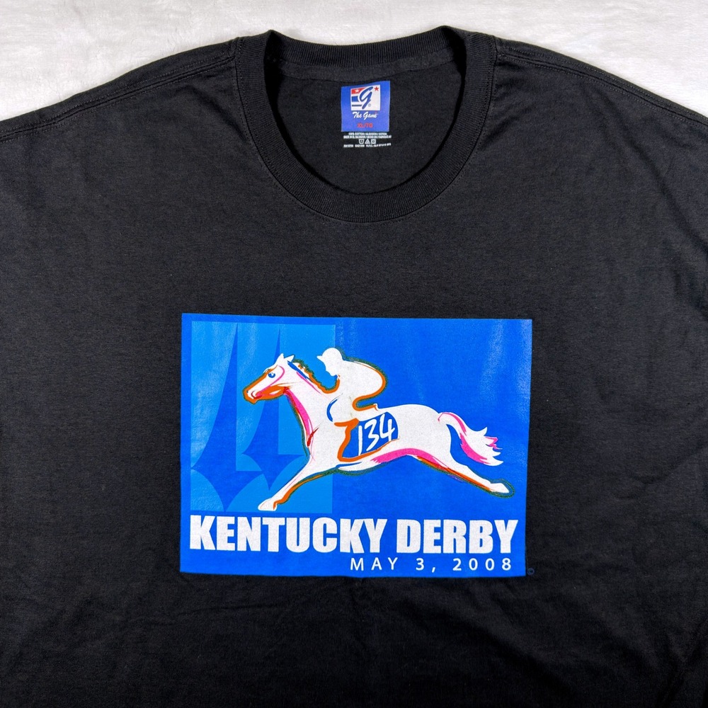 The Game Kentucky Derby 134 Horse Racing TShirt Mens XL Black 2008 Vintage